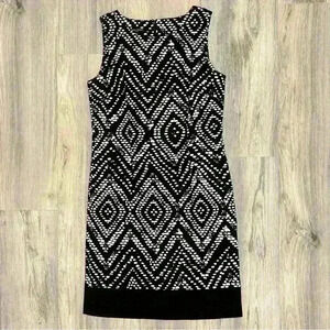 Mario Serrani Shift Dress Sleeveless Black White Diamond Pattern Size 6